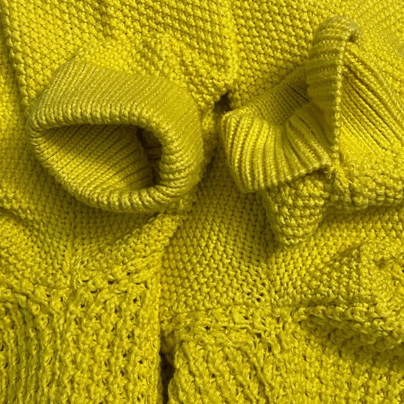 Topshop Chunky Waffle Knit Long Raglan Sleeves Crewneck Bright Yellow Sweater 6 - Picture 13 of 15